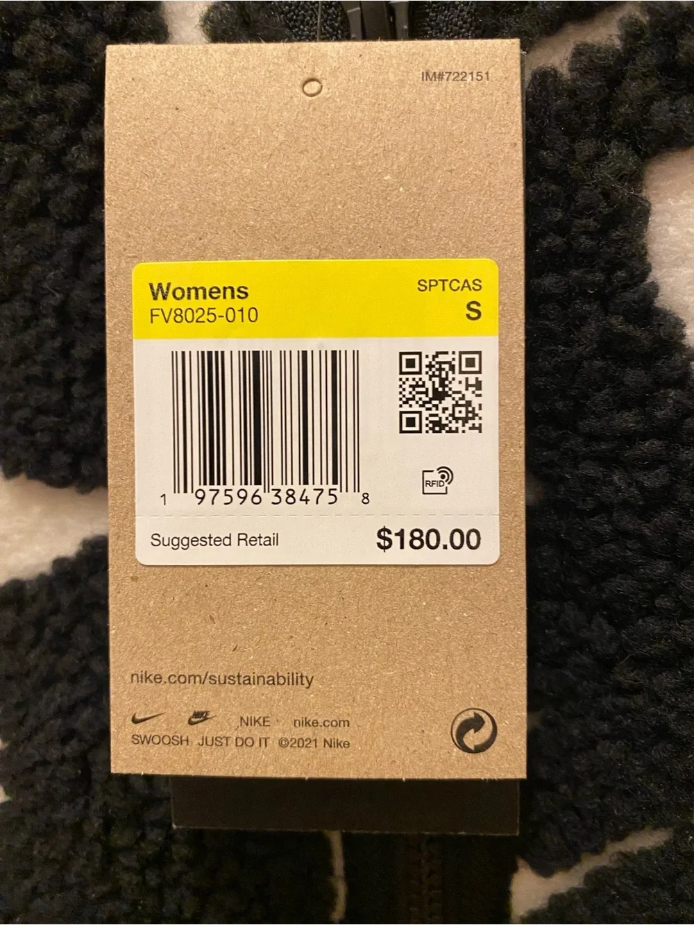 Nike Black & Cream Sherpa Zip Hoodie Coat